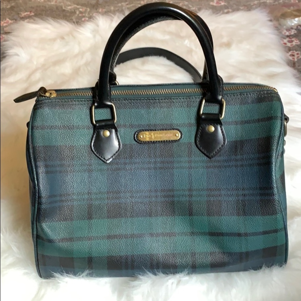 Vintage Ralph Lauren Leather Plaid Doctor Satchel